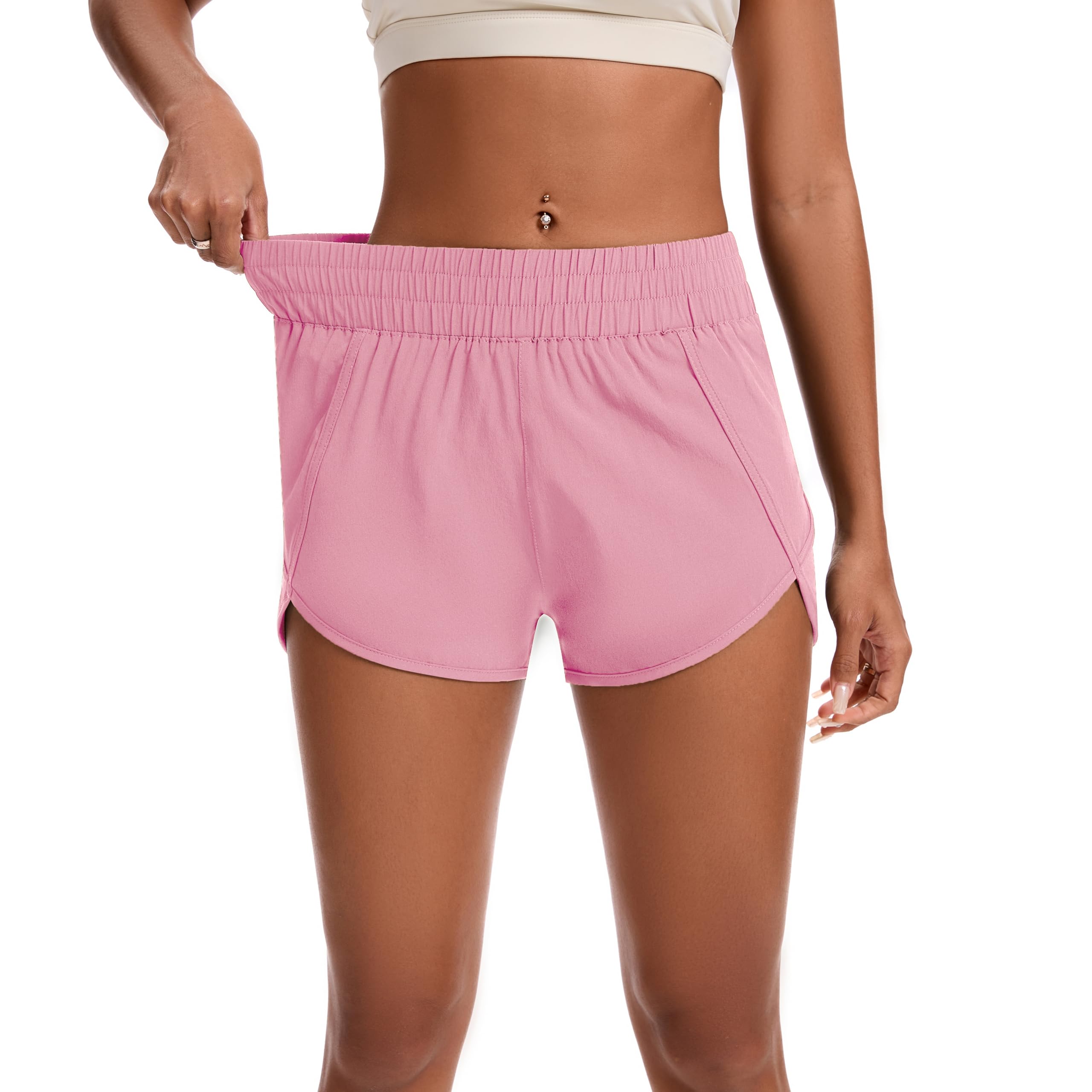 Womens Running Shorts Elastic High Waisted Shorts Quick Dry Athletic Shorts Pants-image-38