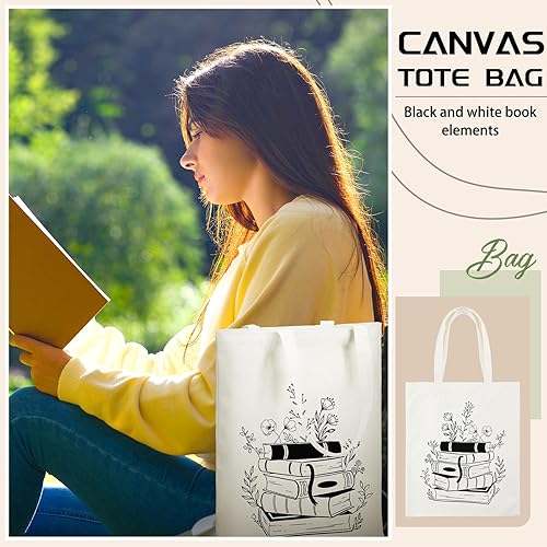 Miniatura 2 de Sweetude Paquete de 12 bolsas de lona para libros a granel, bolsa de biblioteca estética para amantes de los libros, regalos del club,