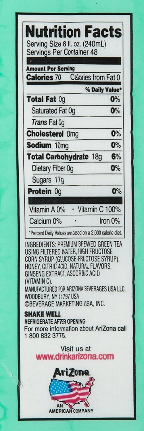 Arizona Green Tea - Ginseng and Honey - 24/ 16 Ounce (2 Pack)