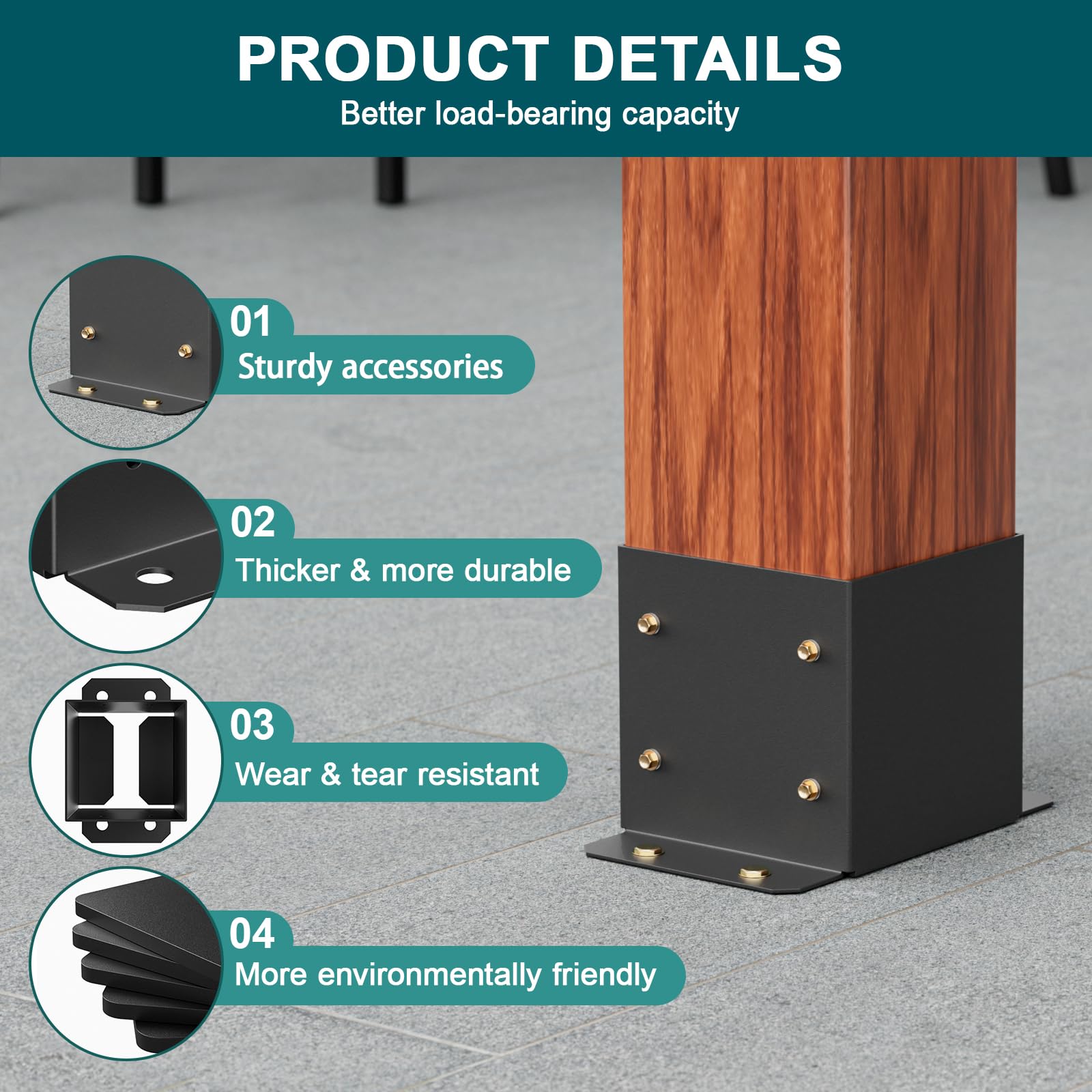 Inner Post Support Snapklik.com : 6x6 Post Base 2 Pcs, Inner Size 56