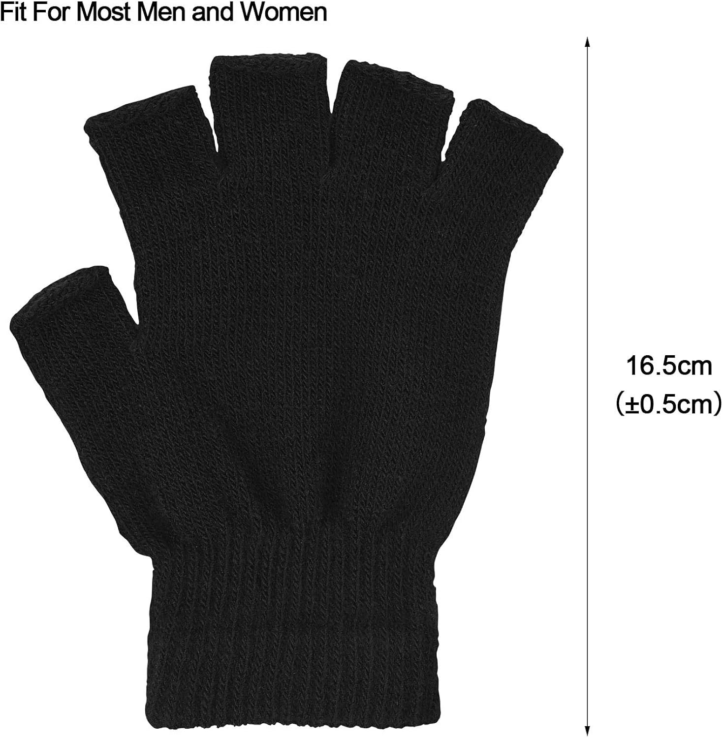 MENOLY Winter Fingerless Gloves 3 Pairs,Warm Stretchy Half Finger Knit