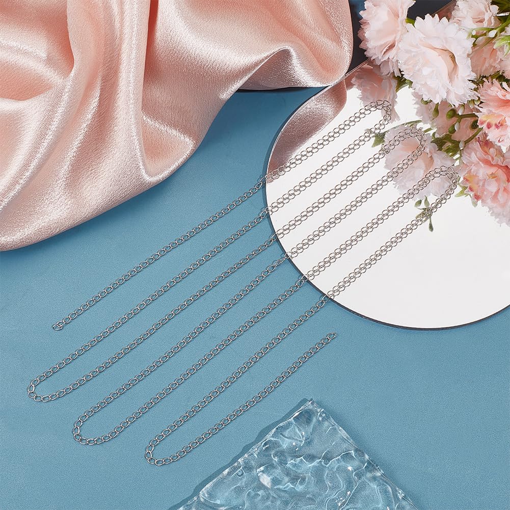 Beebeecraft 1 scatola di Catene Barbazzale Da 1 m, Catena Piatta In Argento Sterling, Sfusa per La Creazione di Gioielli