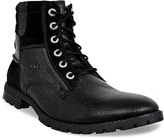 Allen Cooper Genuine Premium Leather Luxury Memory Foam High-Top Boots Shoes For Men(ACCS-822,Black,Size-6,7,8,9,10,11)