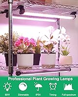 Vista 5 de DOMMIA Soporte para plantas con luz de crecimiento, luces regulables para cultivo de plantas, múltiples espectros LED de crecimiento, luces