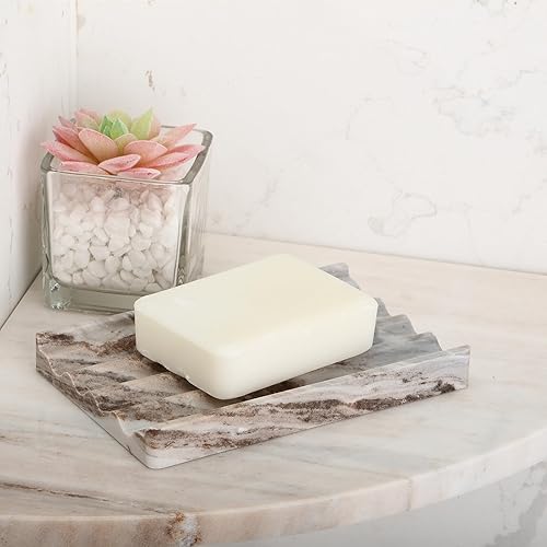 Miniatura 8 de Koville Jabonera de mármol natural para ducha, bandeja de jabón de piedra para baño, soporte para jabón de barra para fregadero, bandeja de piedra