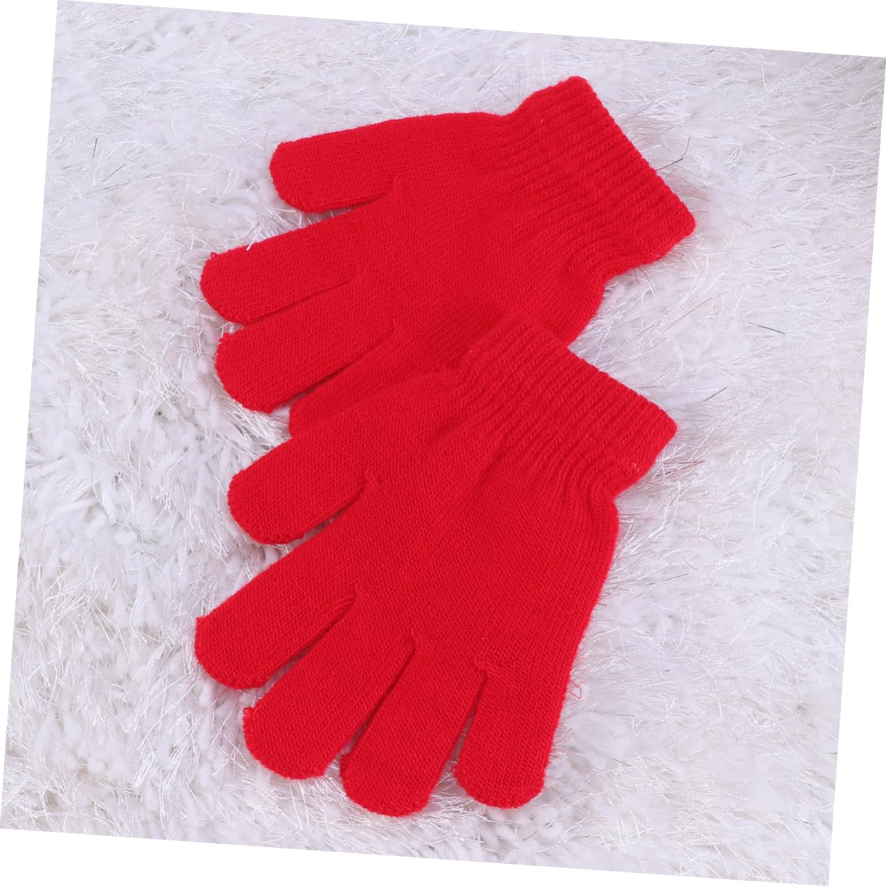 TINEASUR Gloves Boys and Girls Winter Warm Gloves Knitted Five Fingers Red Sturdy and Comfortable for Boys and Girls 4-12 Years Old
