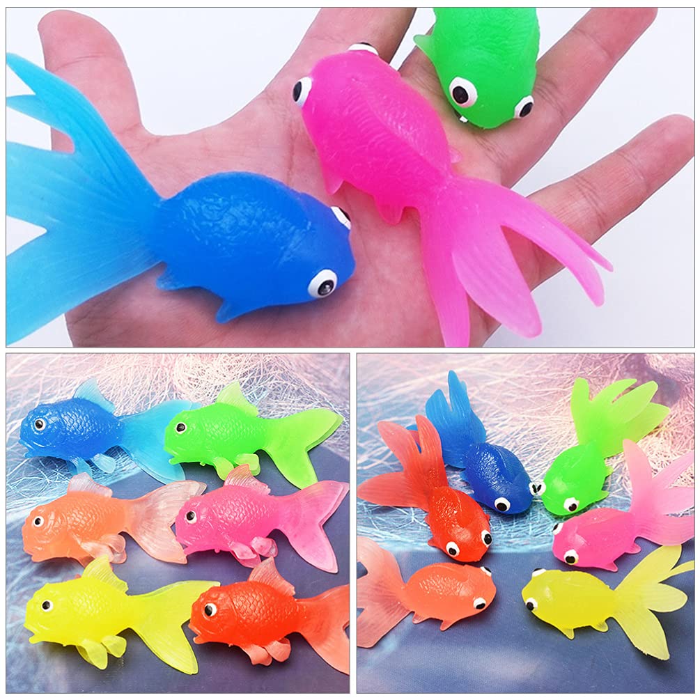Toyvian Kids Fishing Game Set: 12Pcs Soft Rubber Goldfish Model with 2 Fishing Nets - Image 3