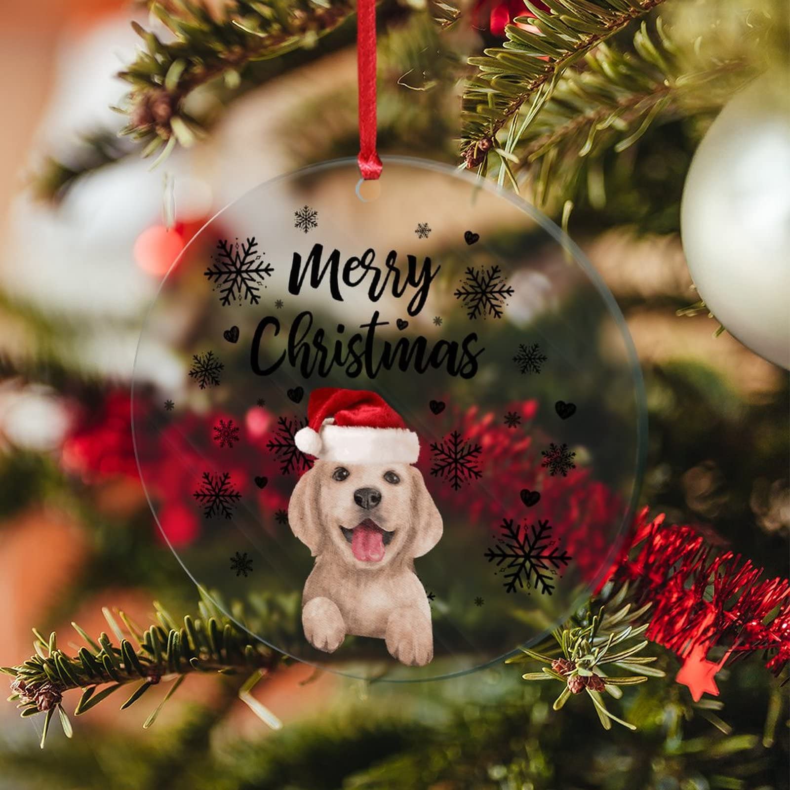 kerst ornament hond grijs 7 x 4 x 8,5 cm