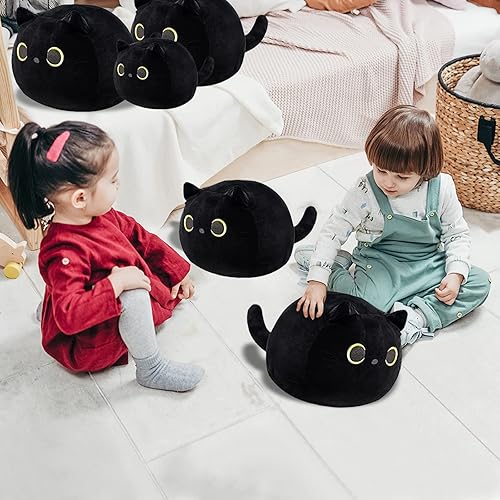 Miniatura 6 de YOMOTREE Almohada de peluche de gato, almohada de felpa suave, juguete de peluche de gato negro, regalos para niños y niñas (rosa, 7.8 pulgadas)