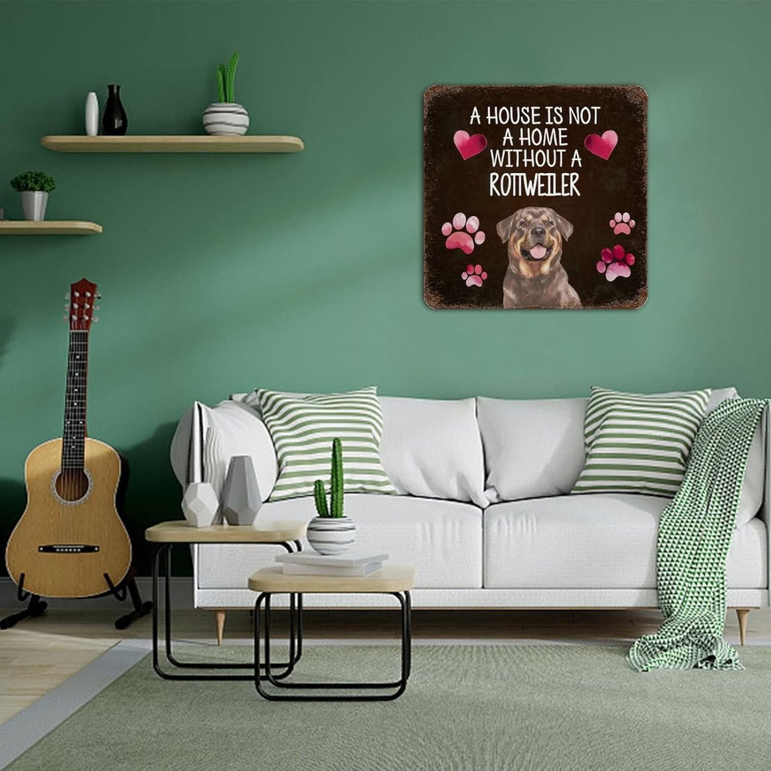 A House Is Not A Home Without A Rotiweiler Retro Vintage Metal Tin Signs for Dog Lover Dog House Sign New Home Gift Farm Decorative Country Home Decor Signs Gift 15x15 Inch