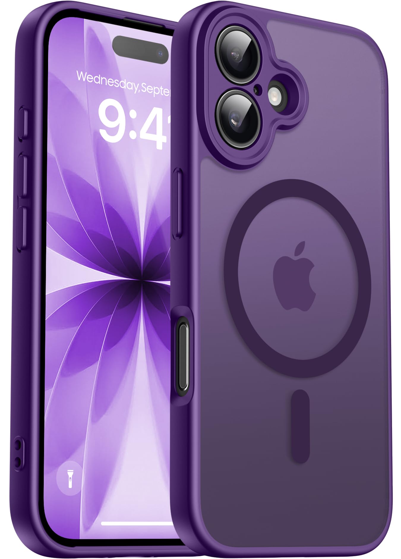 Natiiozie Magnetica Cover per iPhone 17, Compatibile con Mag Safe,Antiurto di Grado Militare,Protezione Completa Della Fotocamera,Anti-Graffio Custodia Traslucida Opaca-Viola