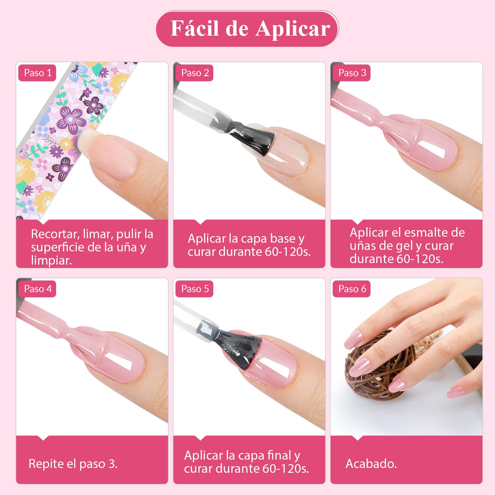 VANREESA Uñas Semipermanentes Kit Completo y Lámpara U V 24 Colores Kit Uñas Semipermanentes con Base Top Mate Top Coat Kit Manicura Semipermanente para Principiante
