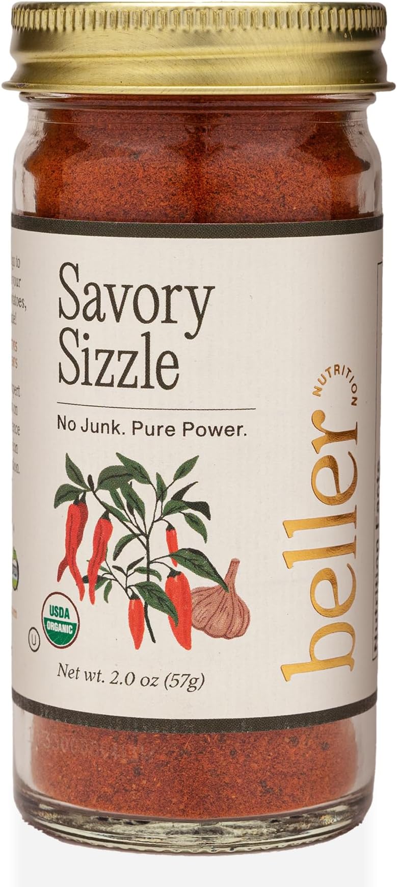 Beller Nutrition Savory Sizzle Seasoning Blend | 2 oz | Organic Paprika, Garlic, Cayenne, Turmeric & More | Bold & Warming All-Purpose Spice for Roasted Veggies, Eggs, Meats & More