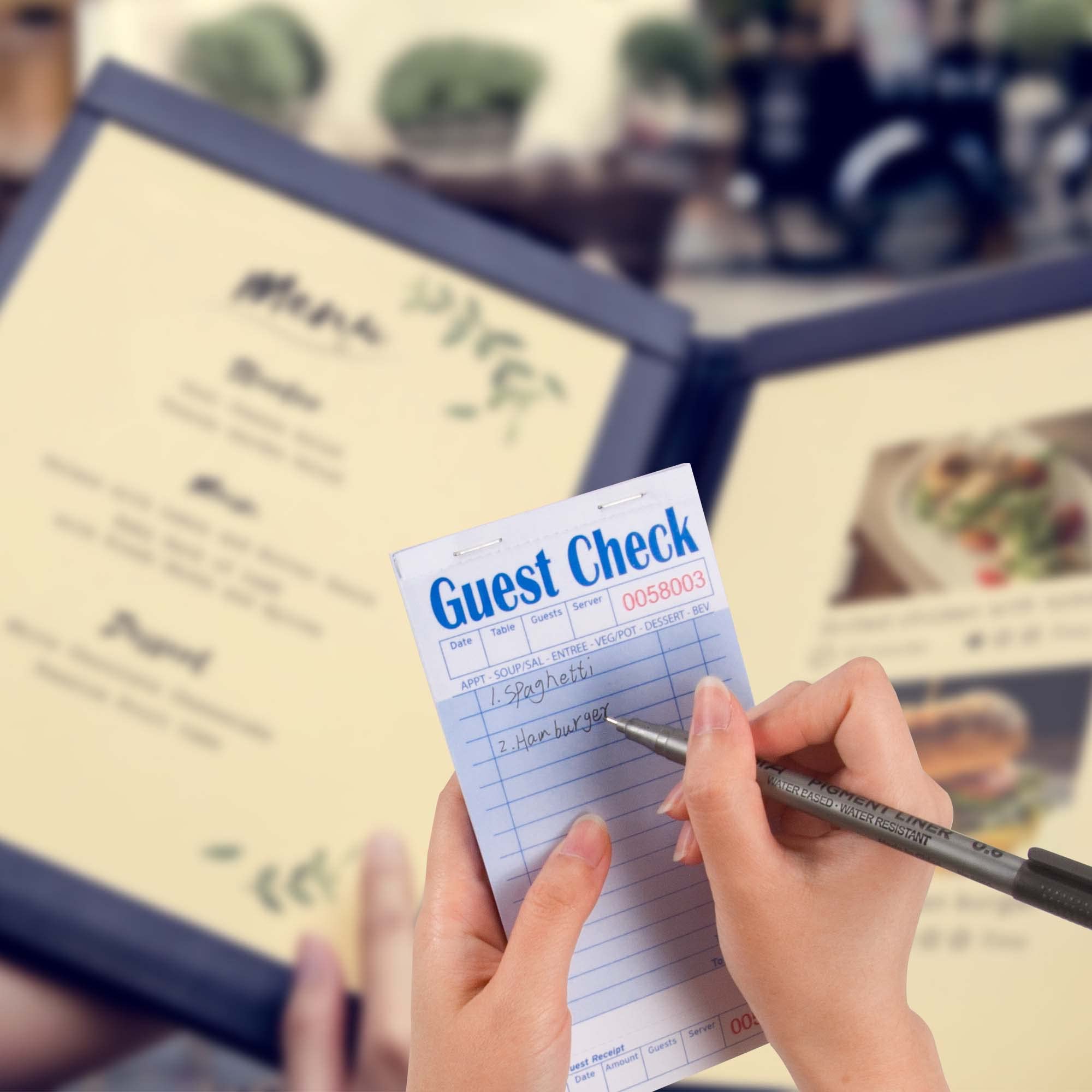 DGBDPACK Guest Check Pads EP-3632-1 Lot de 10 blocs de 500 carnets bleus pour serveuse 500 feuilles