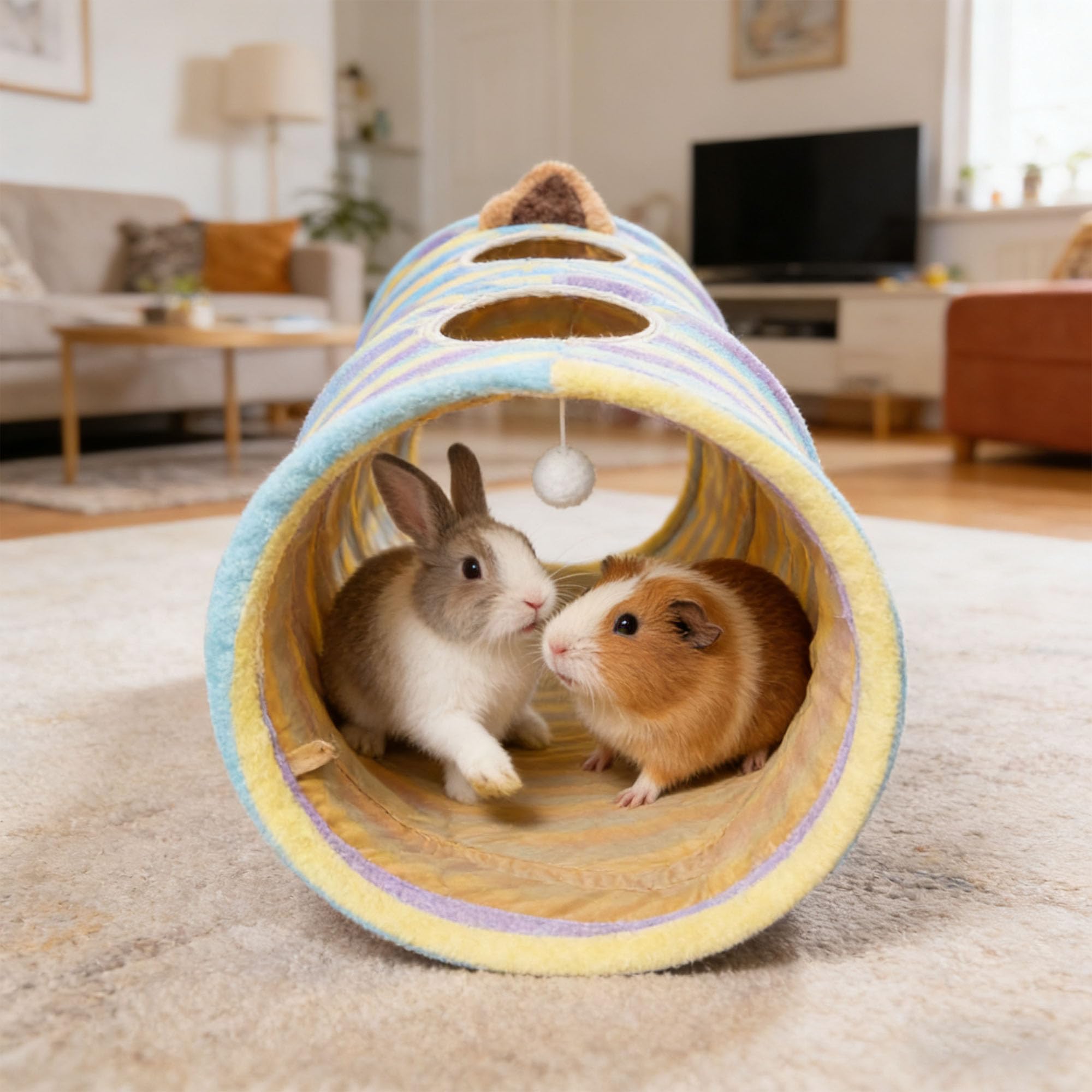 Túnel de Juguete para Gatos, Viene con Papel Sonajero, Apto para Cachorros y Conejos, Uso en Interior y Exterior (120cm)