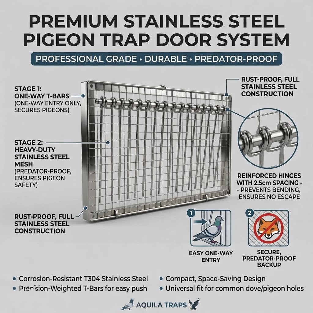 Stainless Steel Pigeon Trap Pigeon Loft Door Protects Pigeon Safety 19.3IN image 3