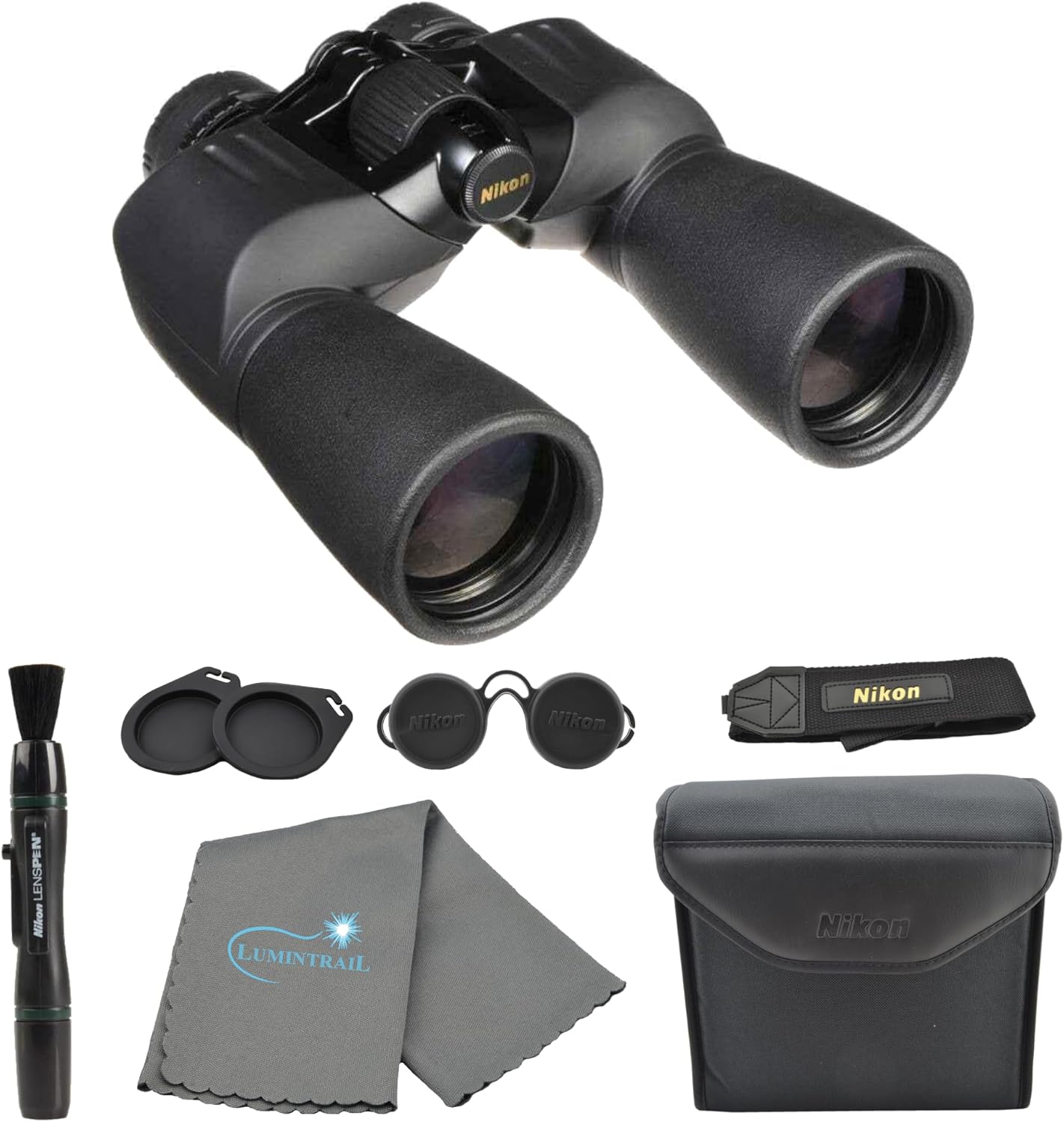 Nikon Action Extreme 10×50 ATB Binoculars (7245) All Terrain Waterproof Binoculars Bundle, Black, with Nikon Lens Pen, Carry Case, and Lens Cloth – High Powered Multipurpose for Adults
