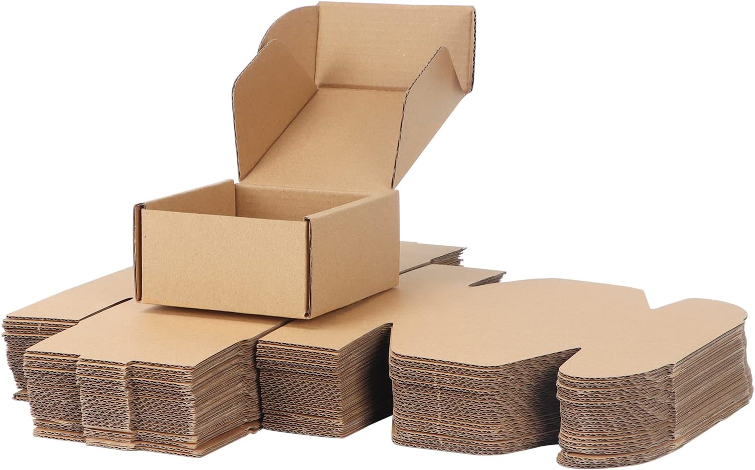 4x4x2 inch Shipping Boxes Bulk 25 Pack Brown, Tab Lock Tuck Top Mailer Boxes for Packaging Small Business, Small Cardboard Gift Boxes for Wrapping Mailing Present
