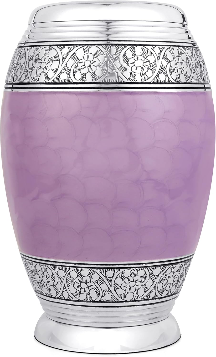 CLEENTABLE Metal Alloy Cremation Urn for Adults - Elegant, Durable Funeral & Memorial Urn for Ashes, Decorative Urn with Secure Threaded Lid, Spacious, Timeless Design 10.5" (Lavender & Silver