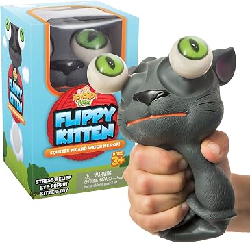 IPIDIPI TOYS Flippy Kitten Squishy Eye Popping Cat - Squishy Toys for Trick or Treat - Fun Fidget Toy, Easter Basket Stuffers for Kids