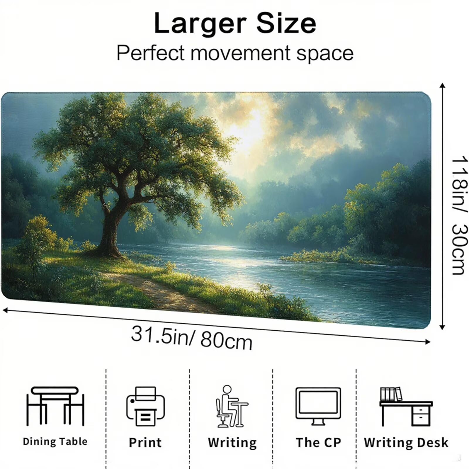 Zielona podkładka pod mysz XXL 1000 x 500 x 3 mm uchwyt na biurko akcesoria antypoślizgowa gumowa podstawa i szyte krawędzie podkładka pod mysz dla graczy do dekoracji biura dekoracyjnego, prezenty