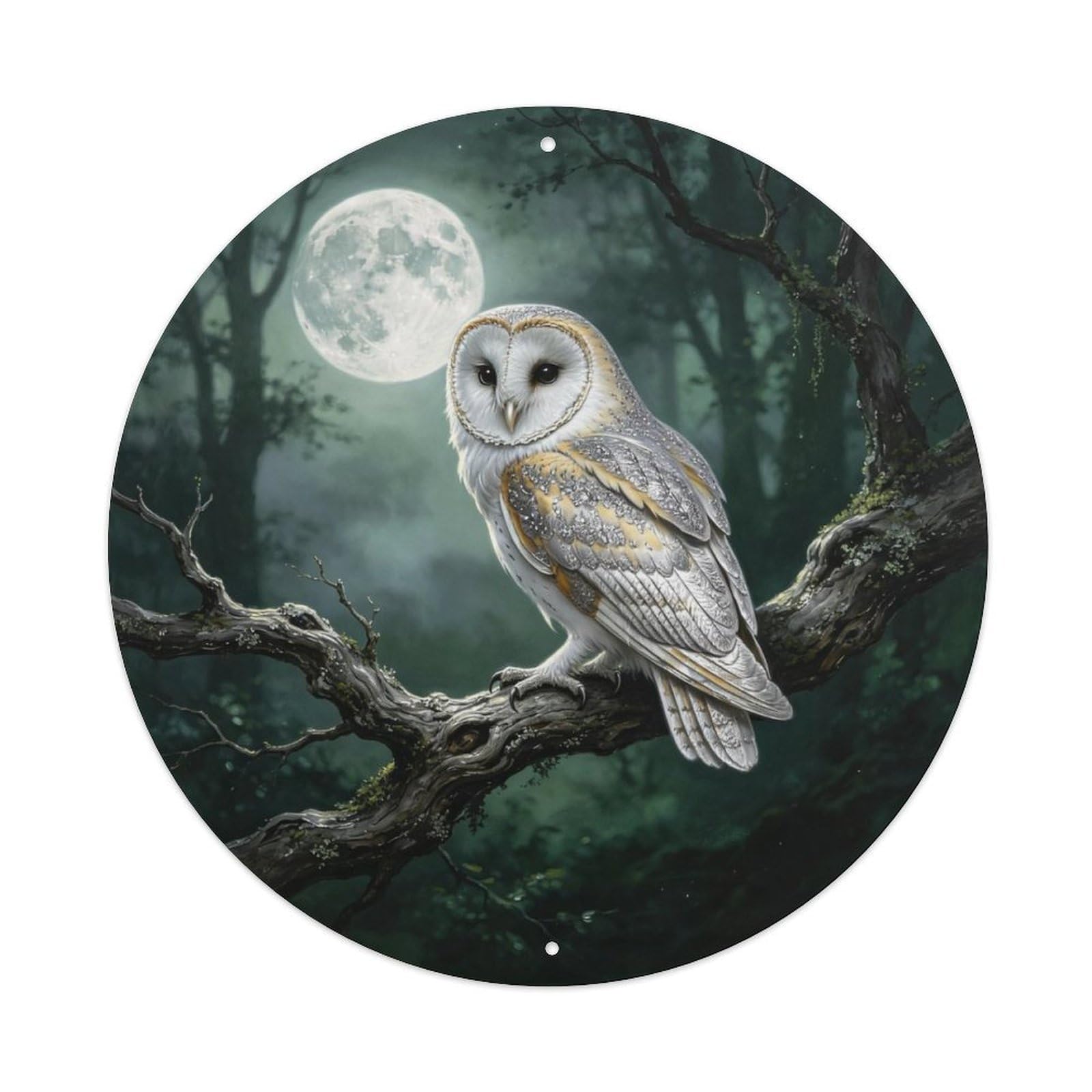 Moonlight Owl Metal Tin Sign Plaque