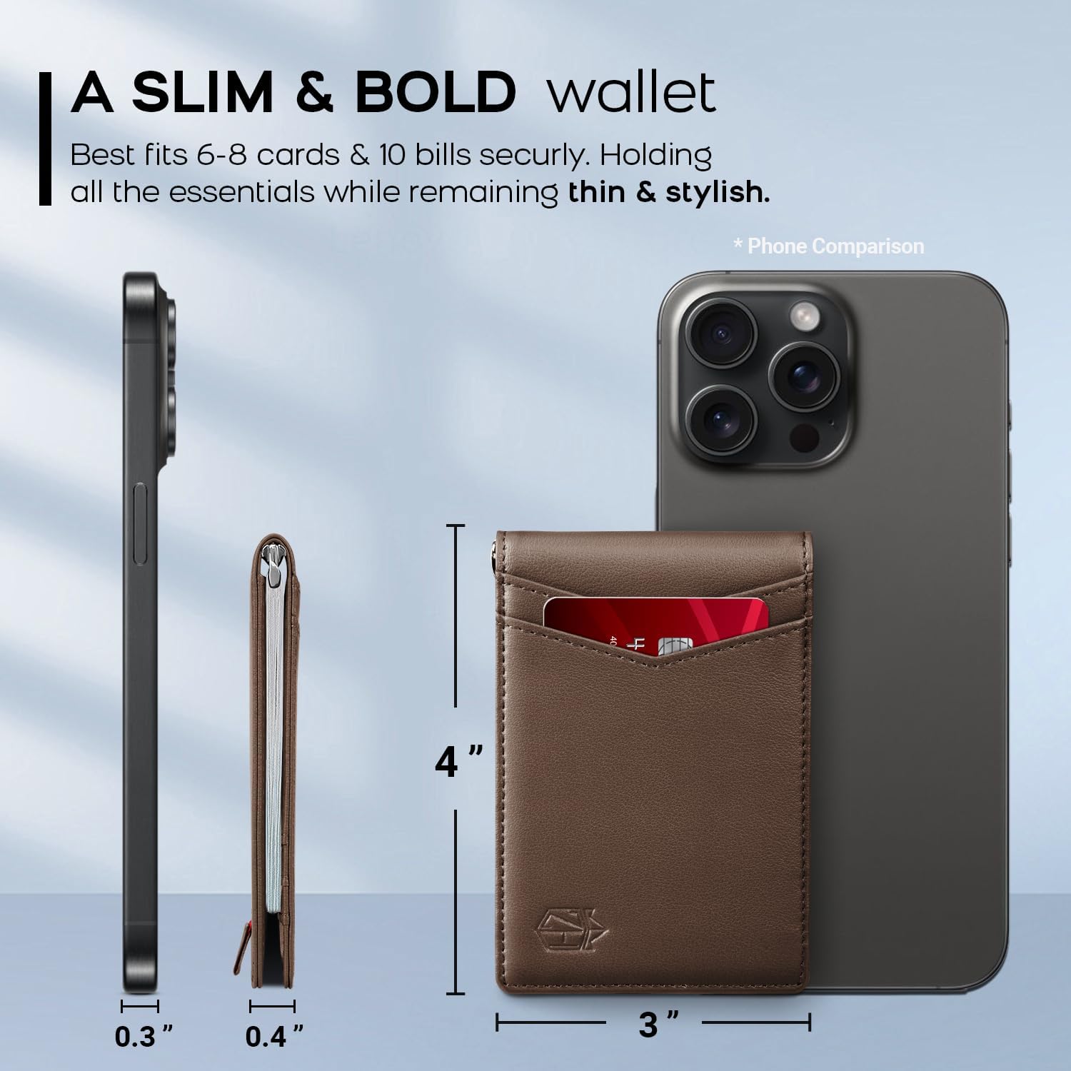 Zitahli Wallet for Men-6 Slots ID Window-Mens Wallets-Slim Wallet Classic Spring Money Clip RFID Blocking-Gift for Men - Image 5