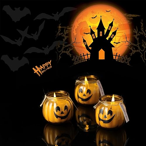 Miniatura 7 de Velas de Acción de Gracias y otoño, 3 velas en forma de calabaza, velas perfumadas de otoño, juego de 3 velas perfumadas con especias de calabaza,