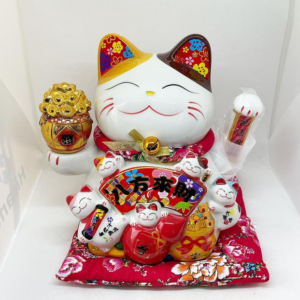 電動招き猫 白磁製 座布団付 電池/USB 商売繁盛 八方来財 開店祝い ギフト Amazon.co.jp: 【ノーブランド品】電動招き猫 白磁製 座布団付 電池USB