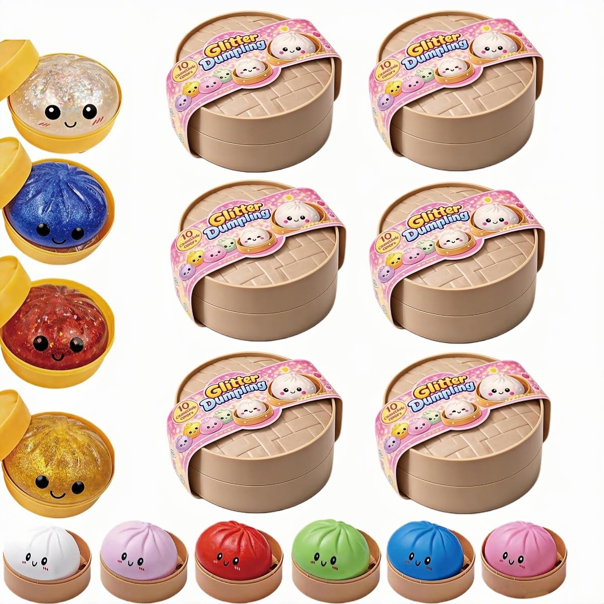 Glitter Dumpling Squishy - Random Dumpling Squishy Mystery Box, 10 Colors Dumplings Squishy Toy, More Surprises (Random-1PC) — view 10