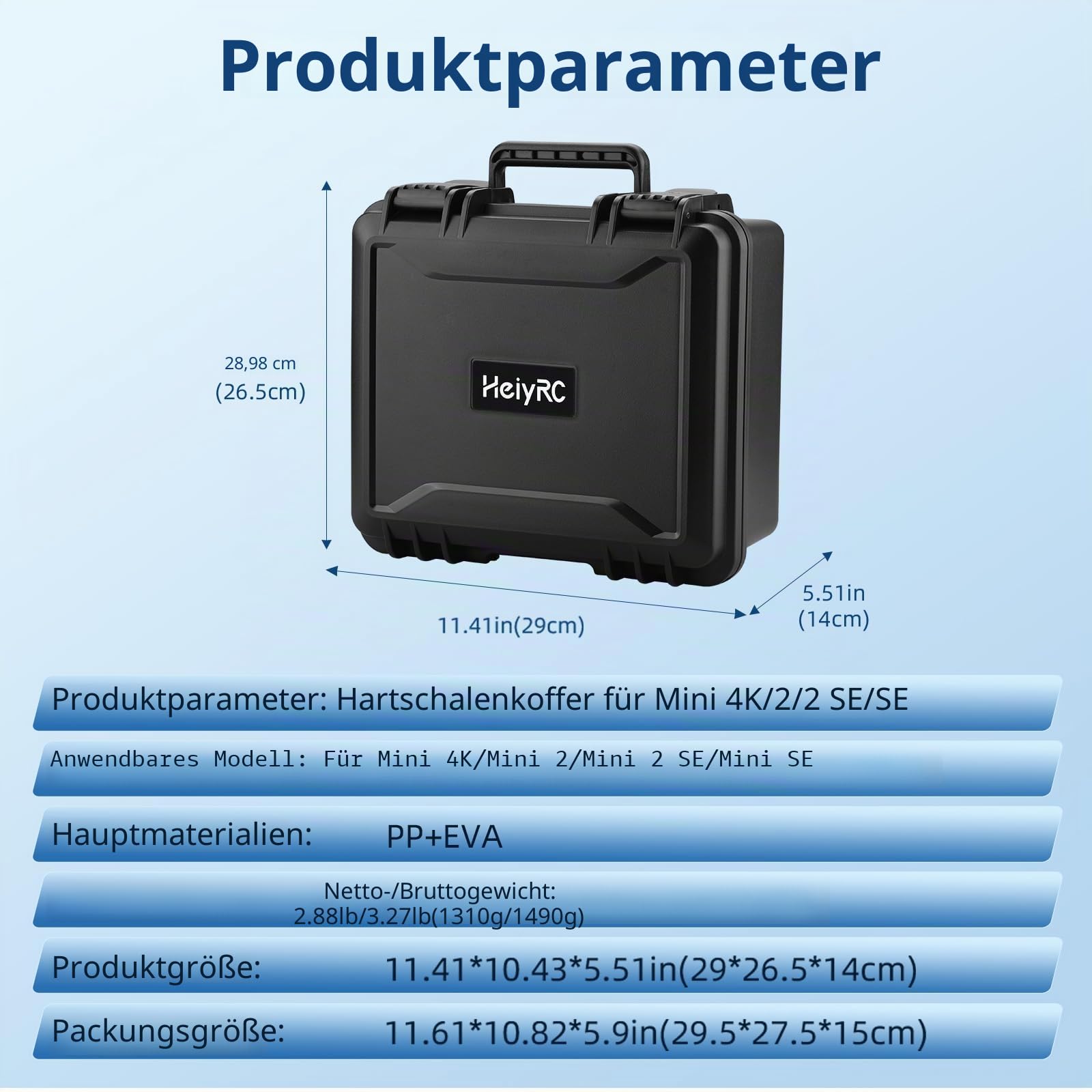 HeiyRC Mini 4K 2 SE Koffer Tasche, Hardshell wasserdichte Aufbewahrungs Hard Case für DJI Mavic Mini 2 SE / 4K / 2 Fly More Combo Drohnen Zubehör