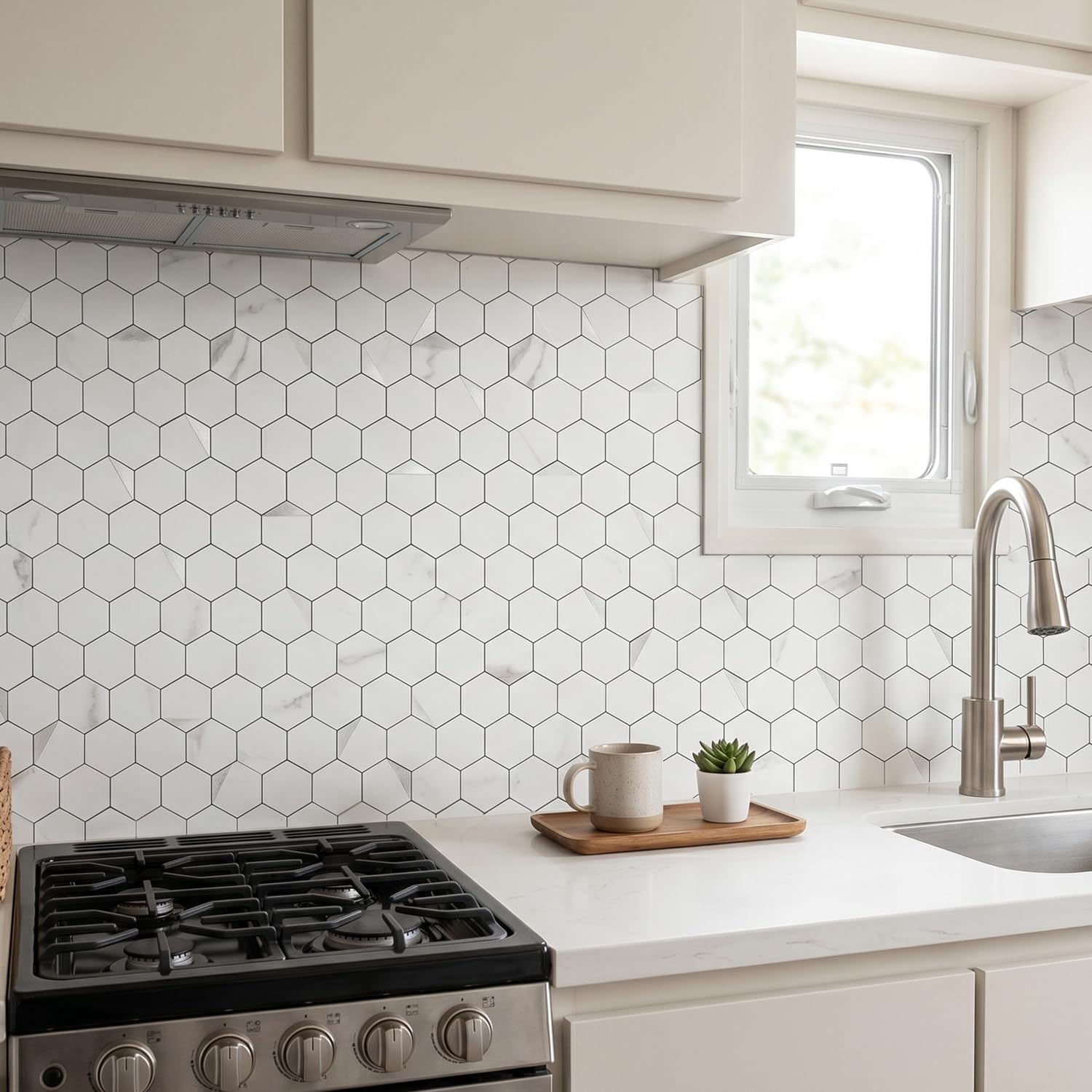 OYASIMI 20-Sheet Hexagon Peel and Stick Backsplash Tile,12.2x11
