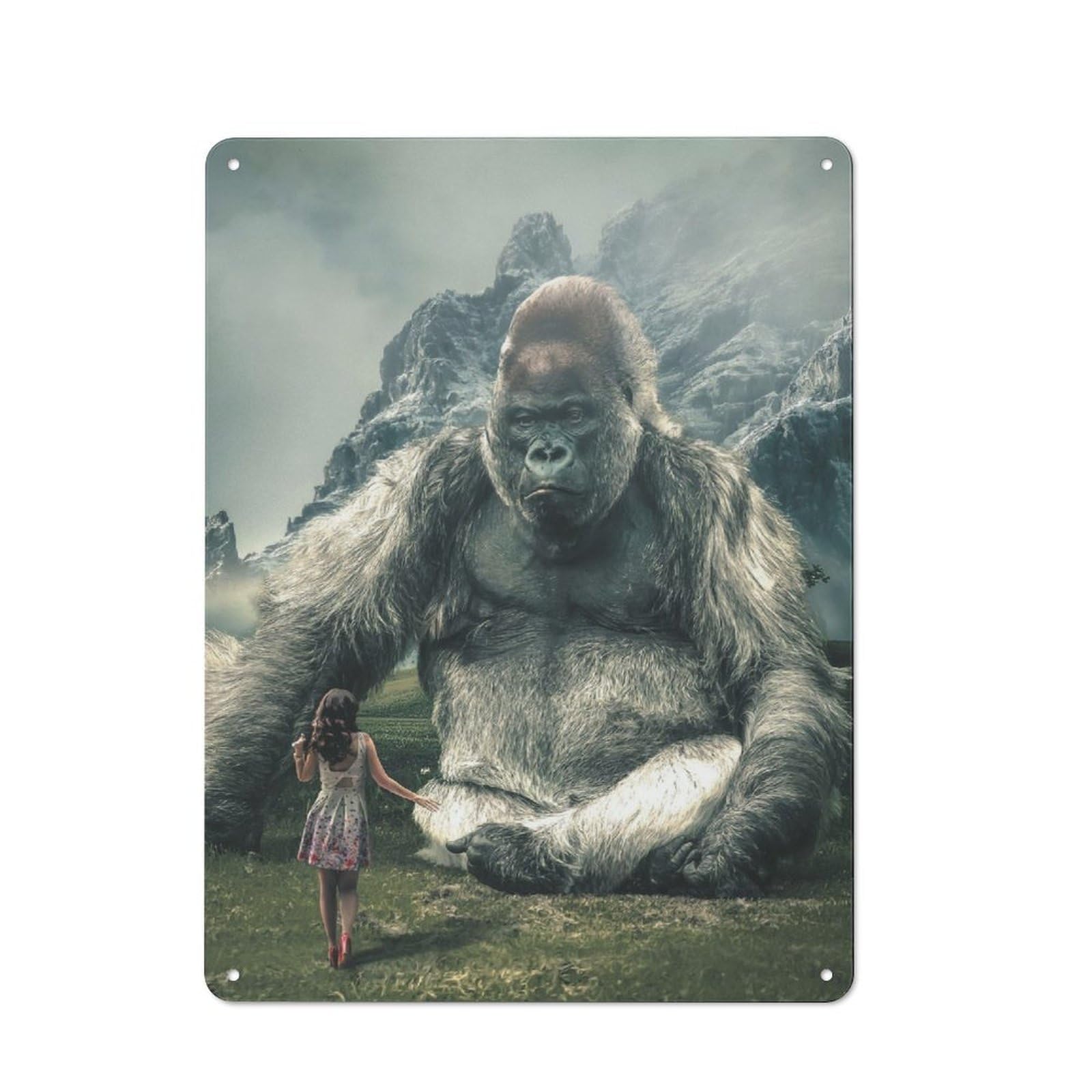 Tin Wall Sign with Big Gorilla Design 40x30cm, Classic Kitchen Wall Decor for Restaurant, Kitchen, Counter Or Breakfast Nook