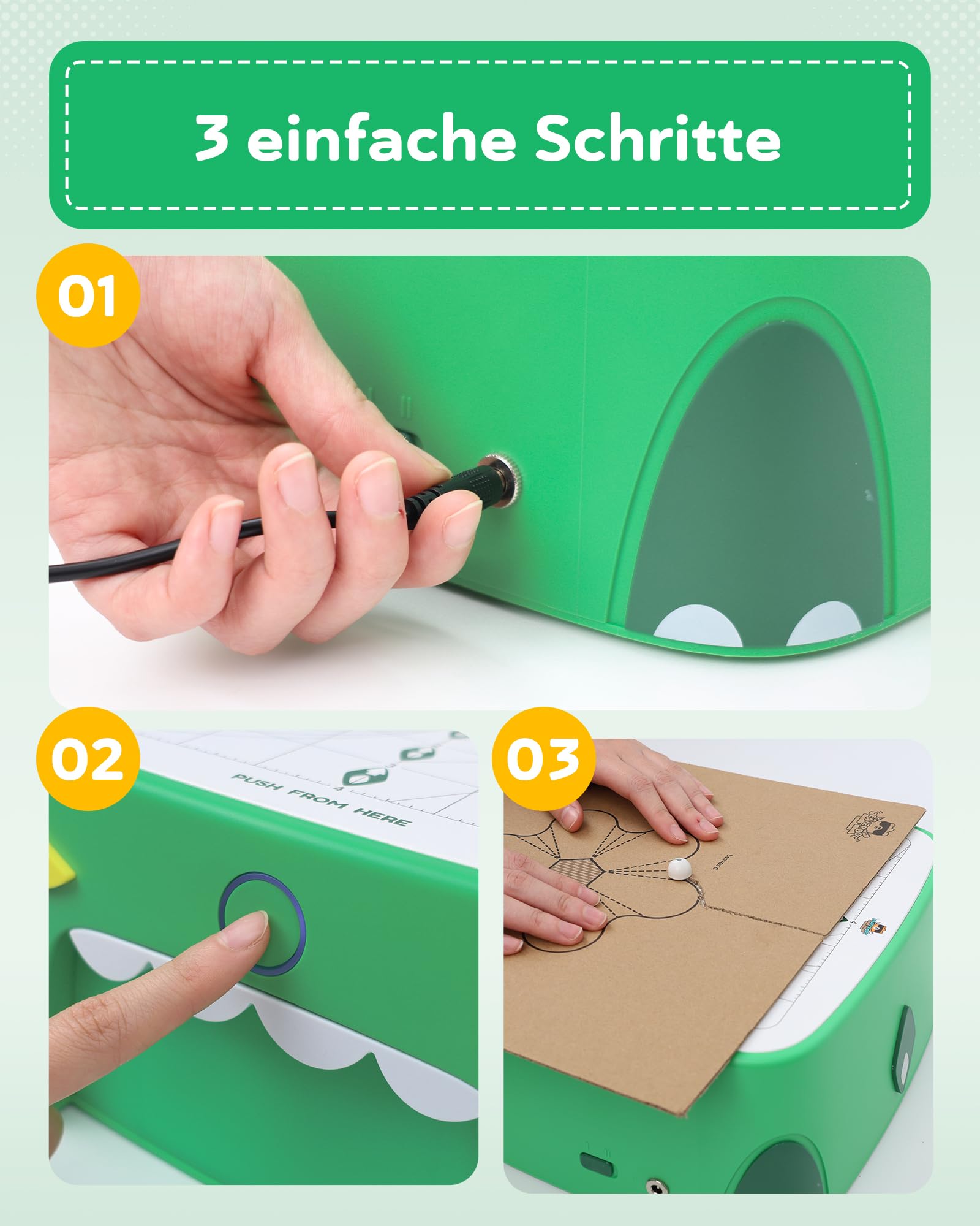 Kartonschneider Kinder Spielzeug ab 3 Jahren | Sicheres DIY Karton Werkzeug & STEM Spielzeug | Karton & Pappe upcyceln für kreative 3D-Modelle – ideal Geschenkideen für Zuhause und Schule (Grün)