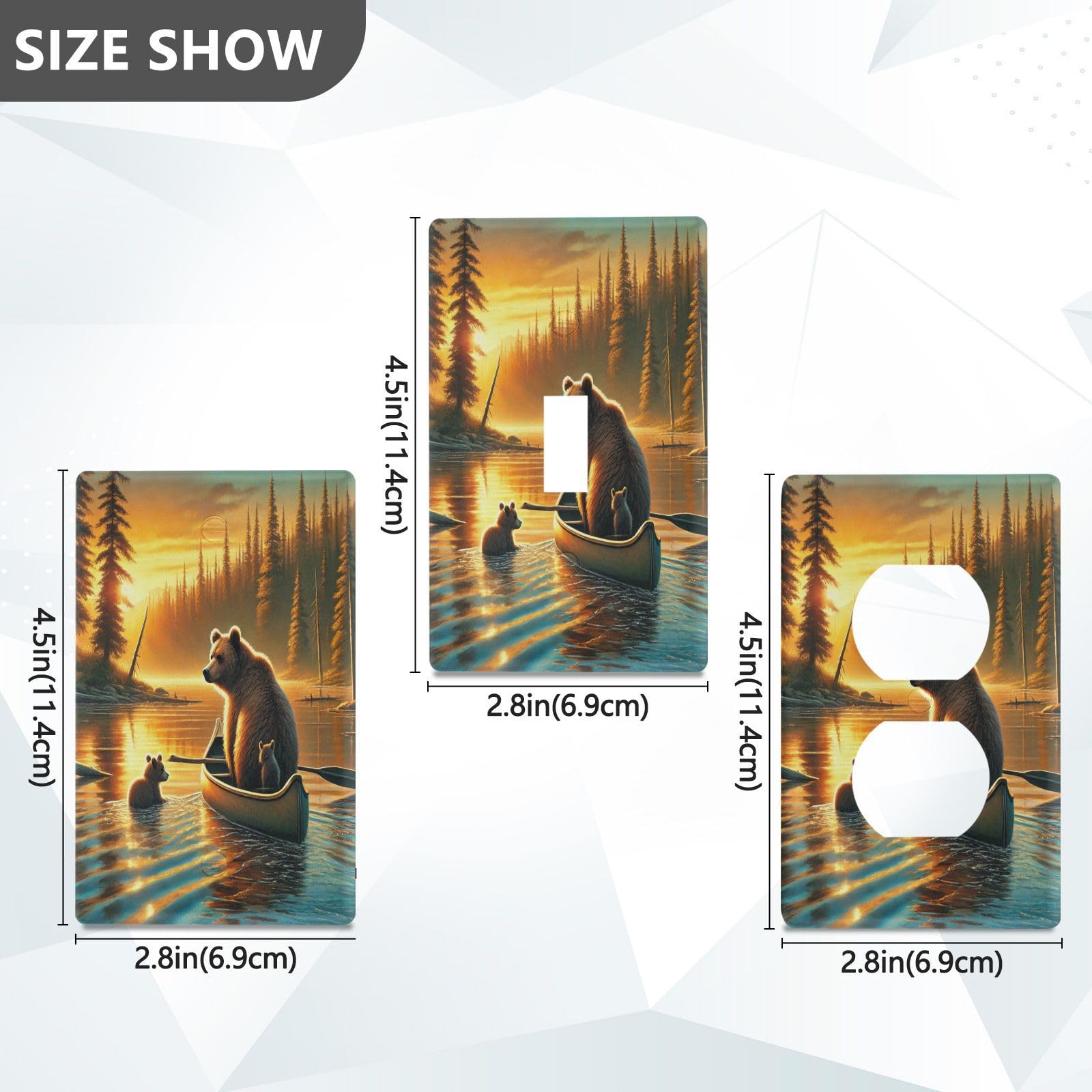 Brown Bear Light Switch Cover Decorative Receptacle Outlet Wall Plate Guard Plastic Wall Outlet Cover for Home Decor Room Office Bathroom (Duplex Outlets Cover)