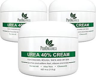 PurOrganica Urea Cream 40% – Made in USA, Maximum Strength Foot Cream for Dry, Cracked Heels, Corns, Calluses & Rough Feet, Exfoliating Moisturizer - Pack of 3