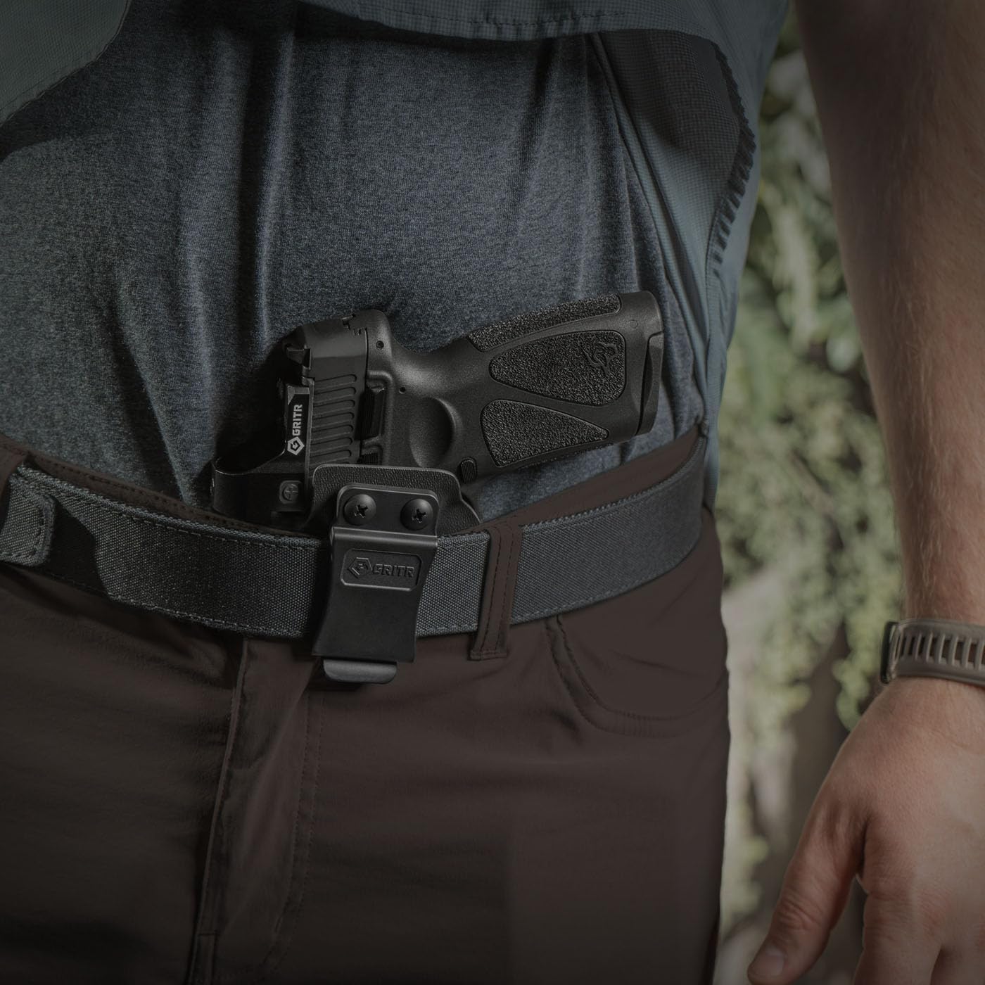 GRITR IWB Kydex Left Hand Gun Holster Compatible with Taurus G2/G3 with 1.5" Belt Clip, Open Bottom, Optic Cut, Adjustable Retention