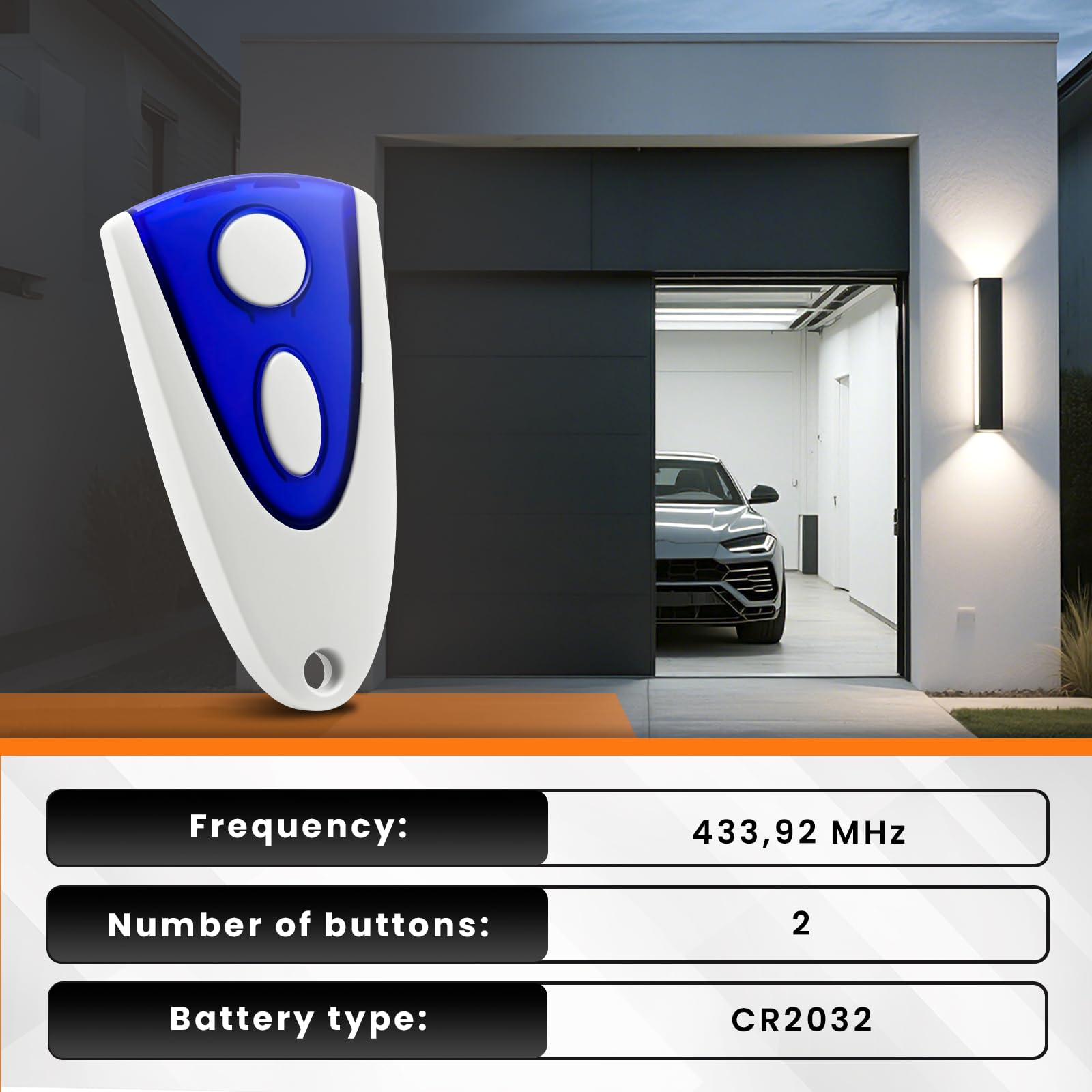 433,92mhz Telecommande Portail Compatible avec Novoferm Novotron 502 MAX43-2 512 MIX43-2, z Bip Portail Porte De Garage, 2 Canaux,Lot de 2 - 4