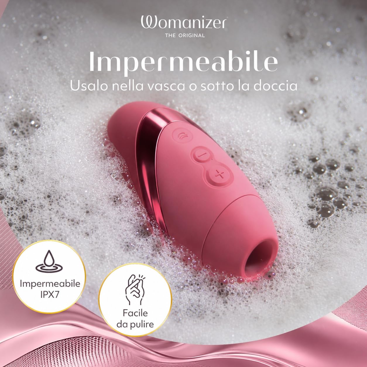 Womanizer Next Liberty stimolatore clitorideo con tecnologia 3D Pleasure Air per il suo piacere | Vibratore a aspirazione silenziosissimo ricaricabile impermeabile con custodia da viaggio | Rosa