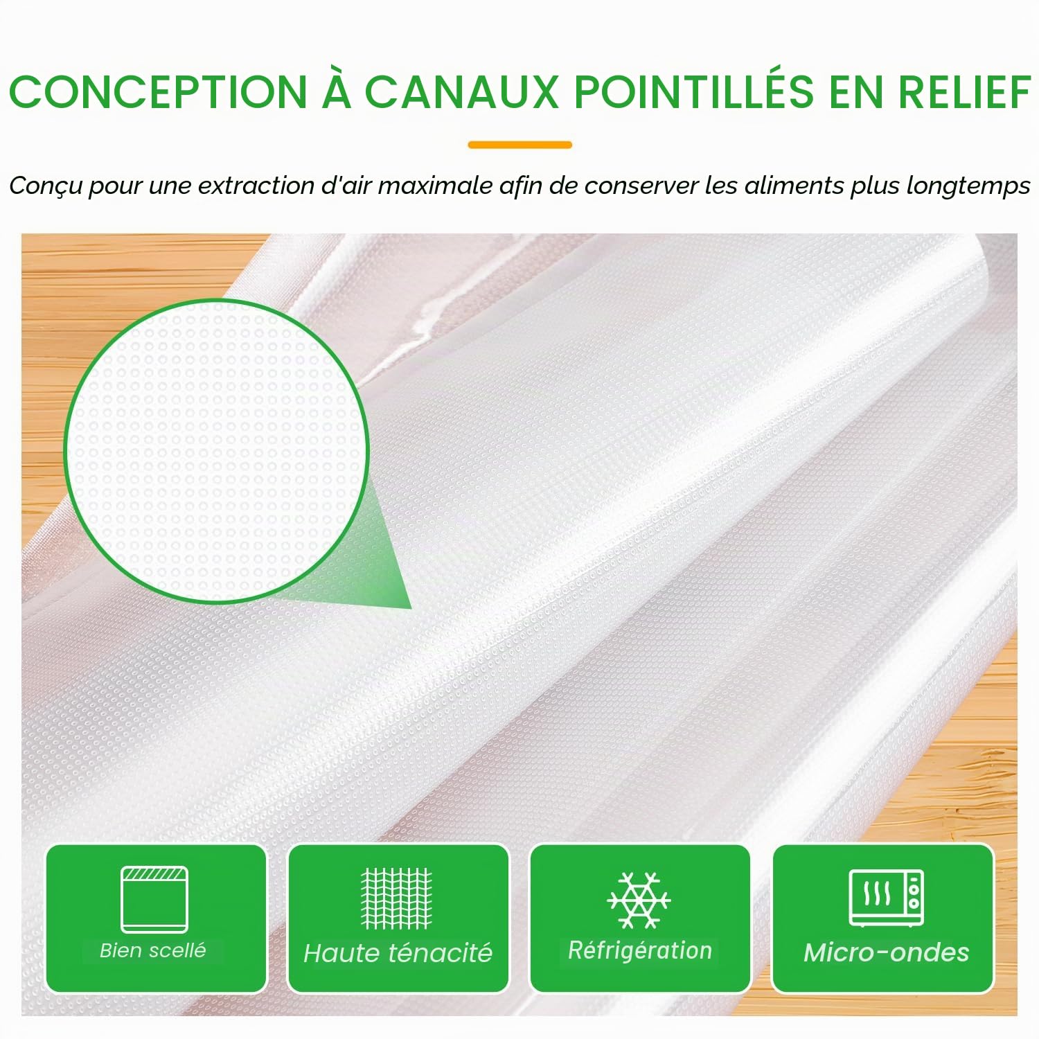 INKBIRD Rouleau Sous Vide Alimentaire 4 Packs: 28x63cm + 20x63cm, Rouleaux Film Sous Vide pour Tous Machine Sous Vide Aliments, Sac Sous Vide pour Le Stockage Des Aliments Et La Cuisson, Sans BPA