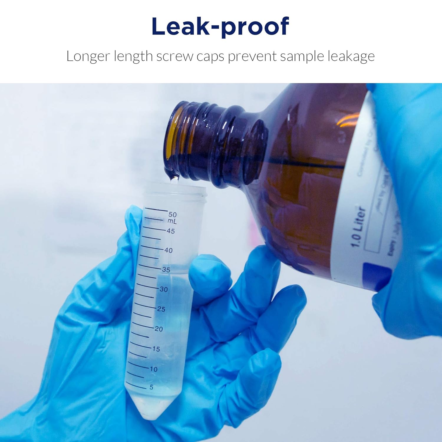 Membrane Solutions Conical Centrifuge Tubes 50mL, 250 Pack Sterile Plastic Test Tubes with Screw Caps, Polypropylene Container with Graduated and Write-on Spot, Non-Pyrogenic, DN/RNase Free