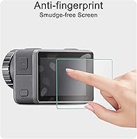 Vista 5 de FiTSTILL Película protectora de pantalla de vidrio templado solo compatible con DJI OSMO Action 3, protector de pantalla frontal y trasera, lámina