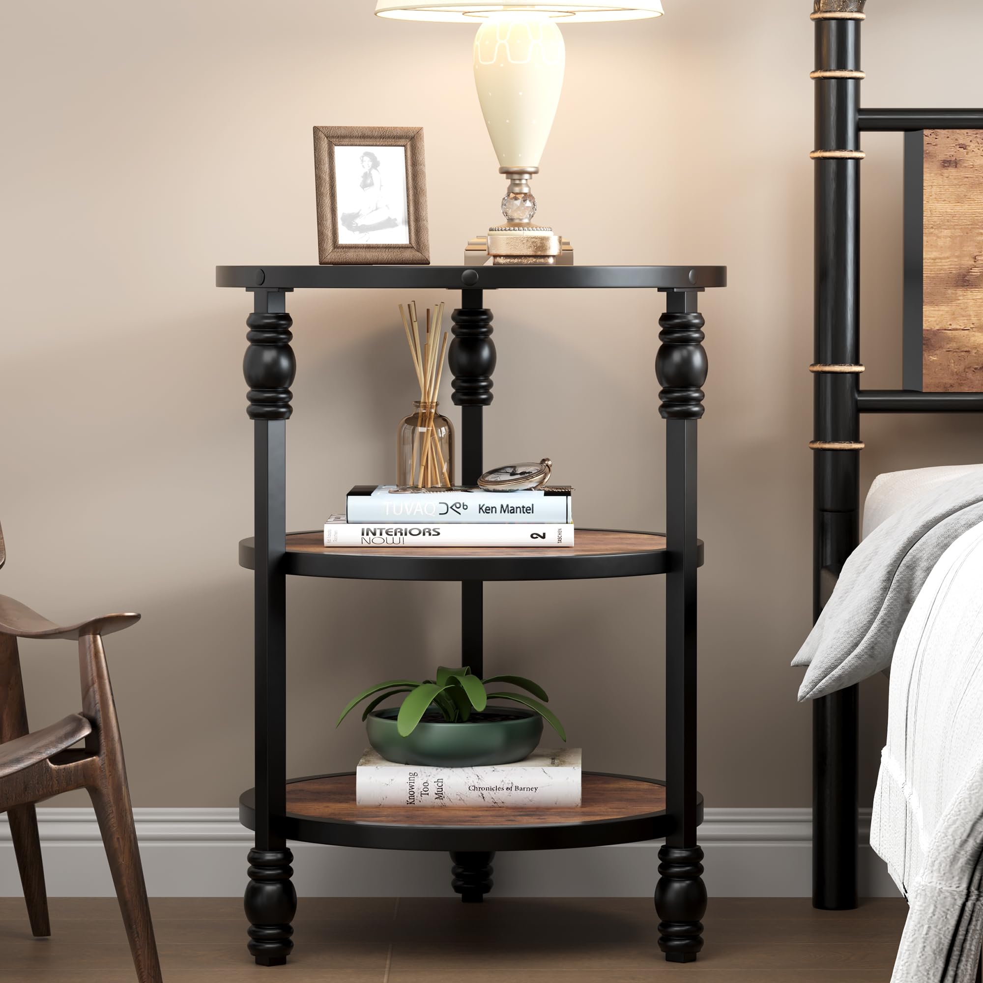 Mesa Redonda Pequeña NSdirect Mesa Auxiliar Redonda, Superficie De Madera  Rústica De 36 Pulgadas Y Patas De Metal Resistentes, Mesa Industrial Para  Sofá Para Sala De Estar, Muebles Para El Hogar De, image size:2000x2000