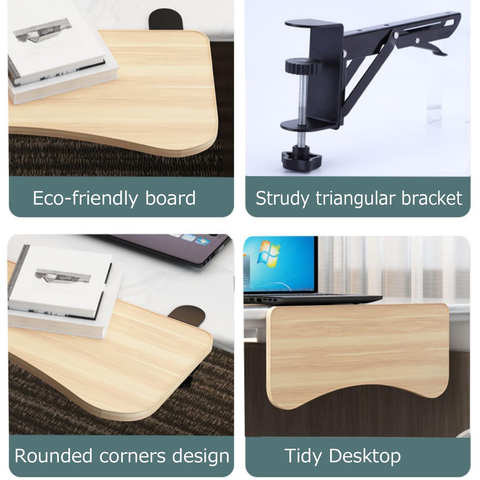Thuiskantoor toetsenbord muis opslag planken onder bureau schuifregelaar toetsenbord lade houten schuiflade 60 x 26 cm computer bureau extender voor typen werkstation wit 70 x 26 cm