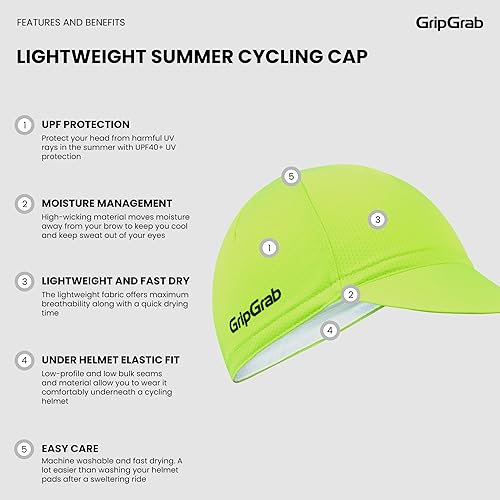 Miniatura 3 de GripGrab Gorra ligera de ciclismo de verano con protección UV debajo del casco visera sombrero de malla fina transpirable SPF bicicleta Headwear