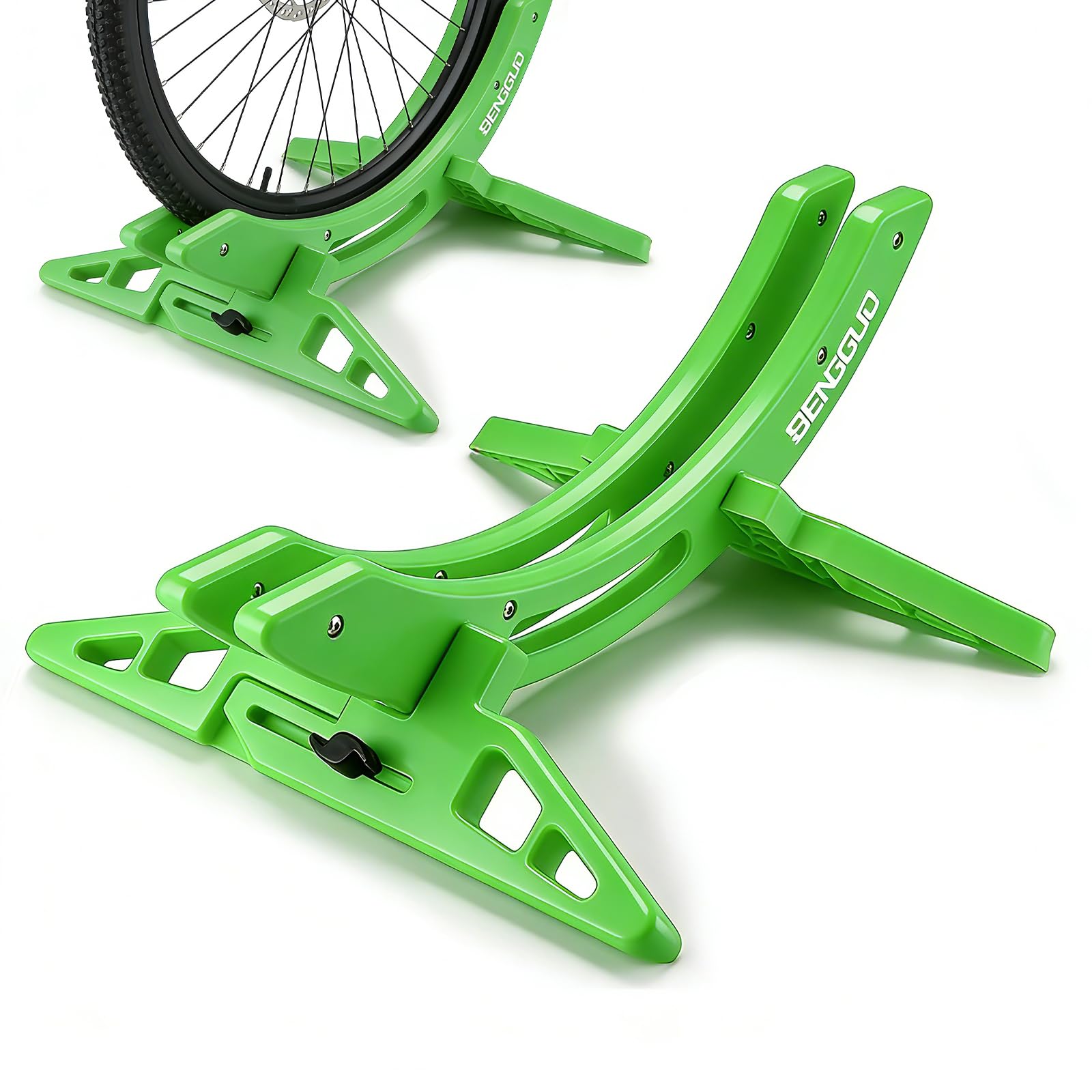 Support Vélo Sol Range 25-80mm, Largeur Réglable VTT Râtelier Vélo Support Stationnement Assemblé Pneu Avant Arrière Vélo Route Antidérapant Vélo Course