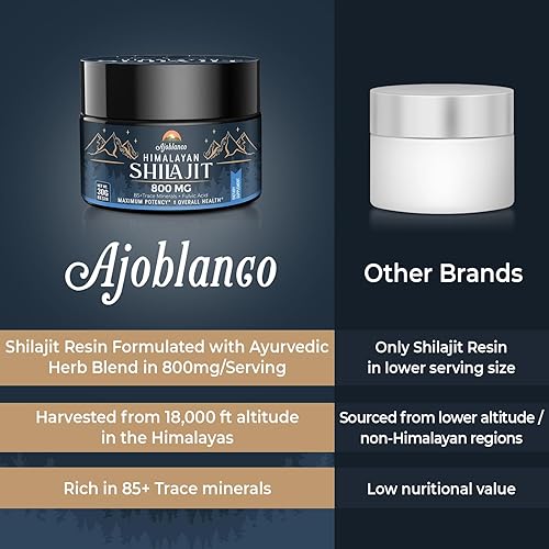 Miniatura 5 de Ajoblanco 800 mg de resina Shilajit del Himalaya, Shilajit orgánico puro del Himalaya, suplemento Shilajit con pureza, alta dosis y potencia para
