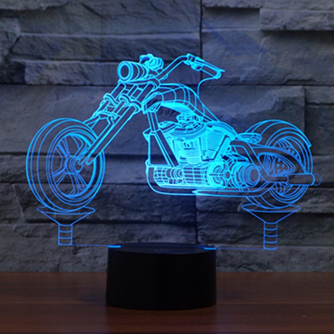 YiKAiLi Novelty Motorcycle 3D Illusion Lamp LED Night Light with 7 Colors Flashing & Touch Switch USB Powered Bedroom Desk Lamp for Kids Gifts Home Decoration