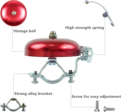 Miniatura 3 de Yunshan Campana de bicicleta clásica, accesorios de campanas de bicicleta con sonido nítido y nítido para adultos y jóvenes, elegante bocina de