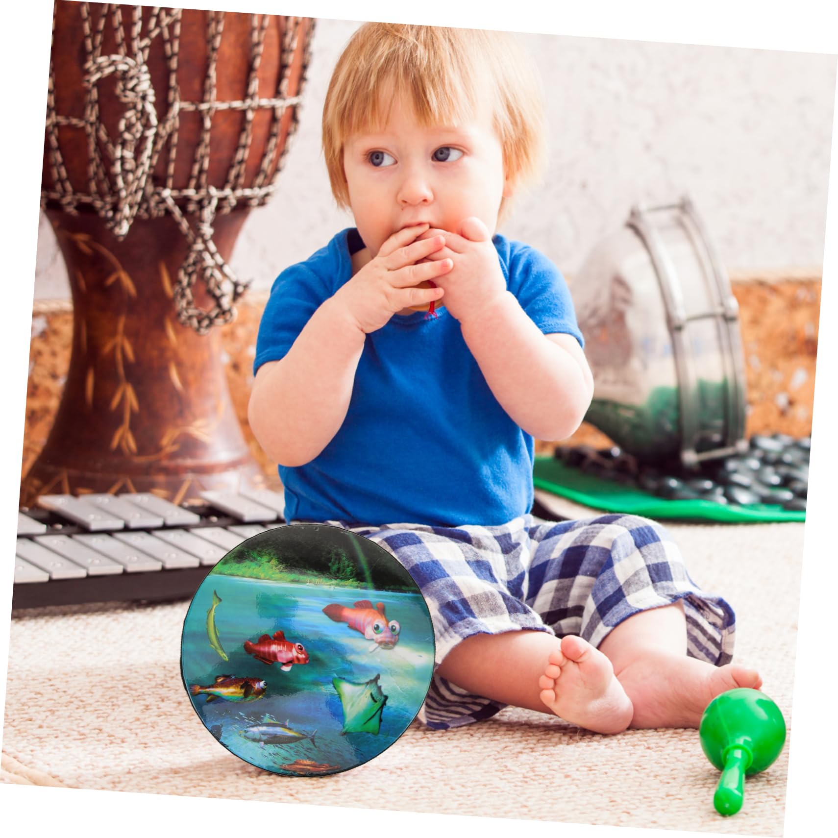 Tamburo Oceanico Rotondo Perline Riempite All'interno Per Creare Effetto Sonoro Dell'oceano Strumento Musicale Educativo Per Bambino Piccolo